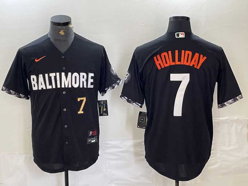 Men%27s Baltimore Orioles #7 Jackson Holliday Number Black 2023 City Connect Cool Base Stitched Jersey->arizona diamondbacks->MLB Jersey
